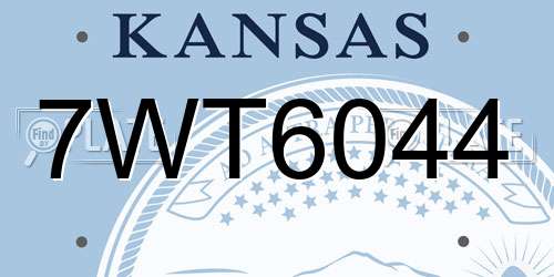 7WT6044 Kansas License Plate
