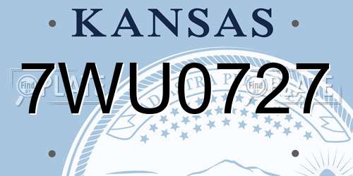 7WU0727 Kansas License Plate