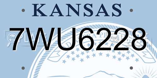 7WU6228 Kansas License Plate