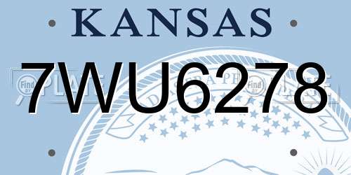 7WU6278 Kansas License Plate