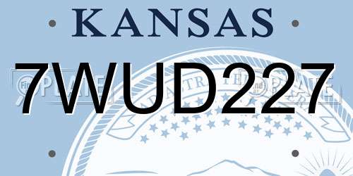 7WUD227 Kansas License Plate