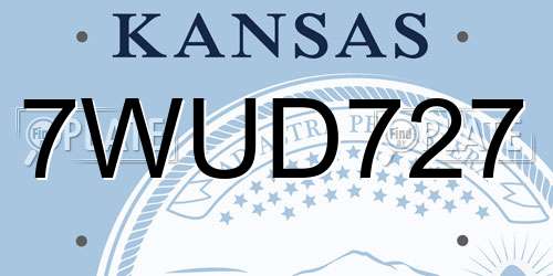 7WUD727 Kansas License Plate