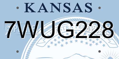 7WUG228 Kansas License Plate