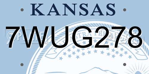 7WUG278 Kansas License Plate