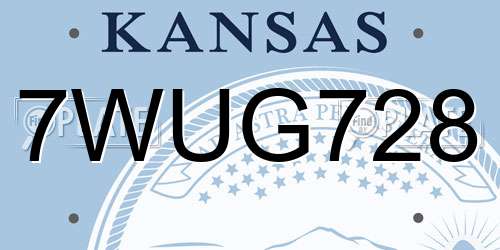 7WUG728 Kansas License Plate