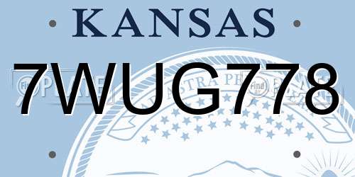 7WUG778 Kansas License Plate