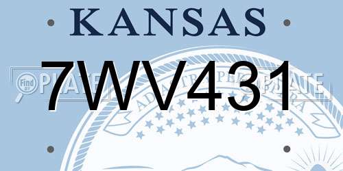 7WV431 Kansas License Plate