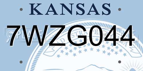 7WZG044 Kansas License Plate