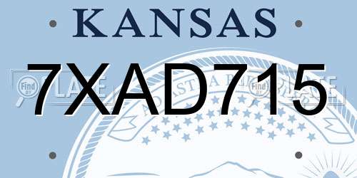 7XAD715 Kansas License Plate