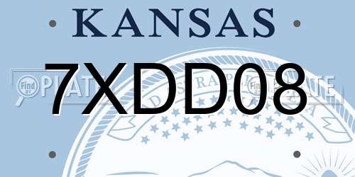 7XDD08 Kansas License Plate