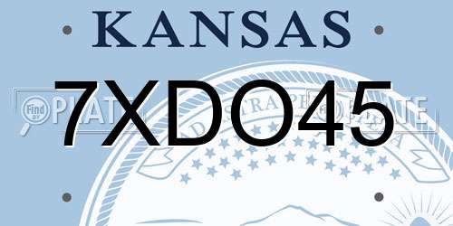 7XDO45 Kansas License Plate
