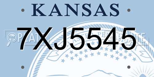 7XJ5545 Kansas License Plate