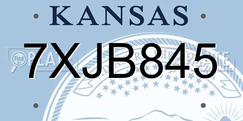 7XJB845 Kansas License Plate