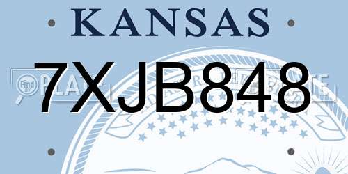 7XJB848 Kansas License Plate