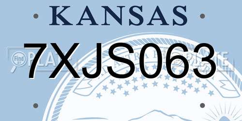 7XJS063 Kansas License Plate