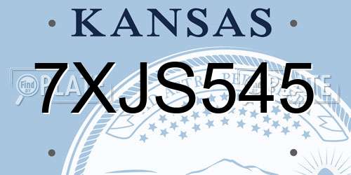 7XJS545 Kansas License Plate