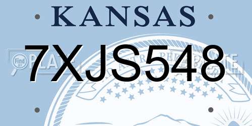 7XJS548 Kansas License Plate