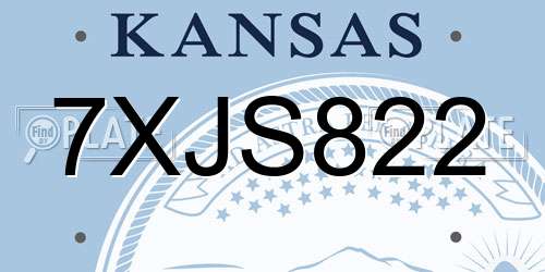 7XJS822 Kansas License Plate