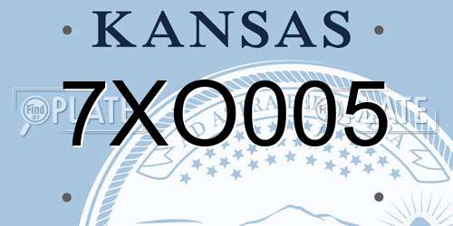 7XO005 Kansas License Plate