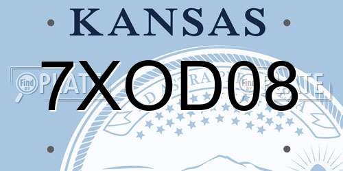 7XOD08 Kansas License Plate