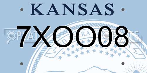 7XOO08 Kansas License Plate