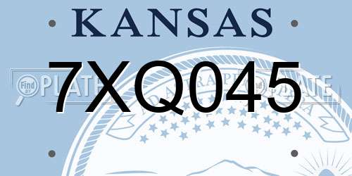 7XQ045 Kansas License Plate