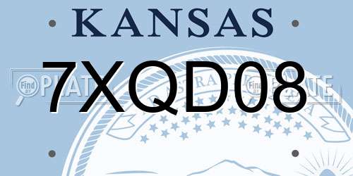 7XQD08 Kansas License Plate