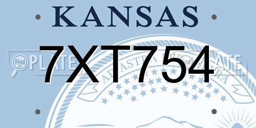 7XT754 Kansas License Plate