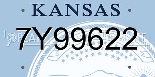 7Y99622 Kansas License Plate