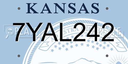 7YAL242 Kansas License Plate