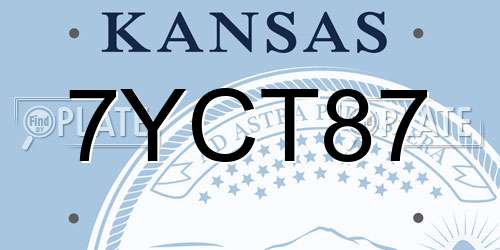7YCT87 Kansas License Plate