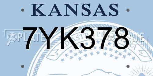 7YK378 Kansas License Plate