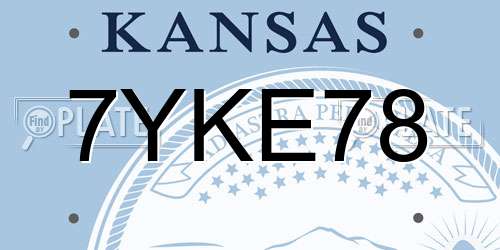 7YKE78 Kansas License Plate
