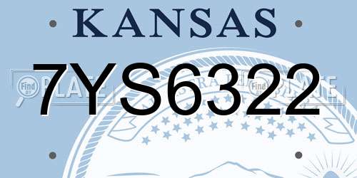 7YS6322 Kansas License Plate