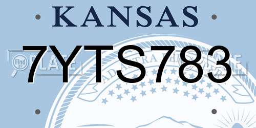 7YTS783 Kansas License Plate