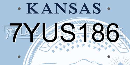 7YUS186 Kansas License Plate