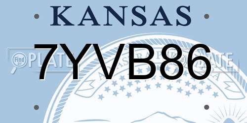 7YVB86 Kansas License Plate