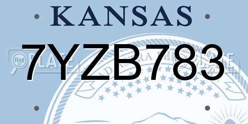 7YZB783 Kansas License Plate