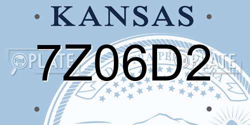 7Z06D2 Kansas License Plate