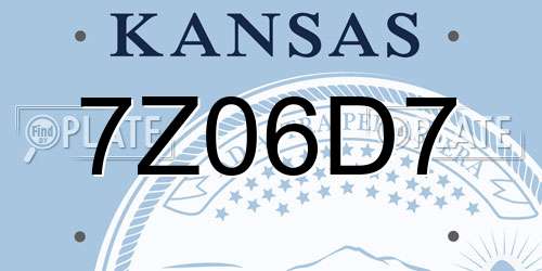 7Z06D7 Kansas License Plate