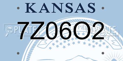 7Z06O2 Kansas License Plate