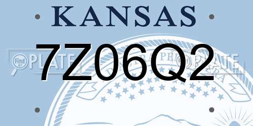 7Z06Q2 Kansas License Plate