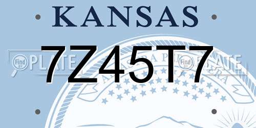 7Z45T7 Kansas License Plate