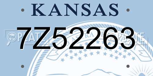 7Z52263 Kansas License Plate