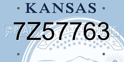 7Z57763 Kansas License Plate