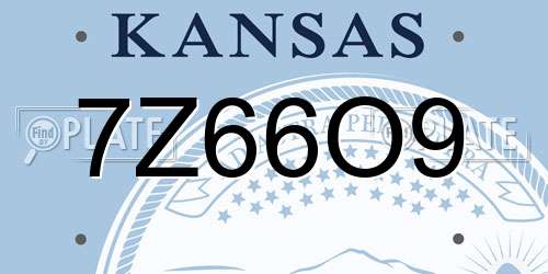 7Z66O9 Kansas License Plate