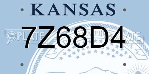 7Z68D4 Kansas License Plate