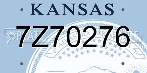 7Z70276 Kansas License Plate