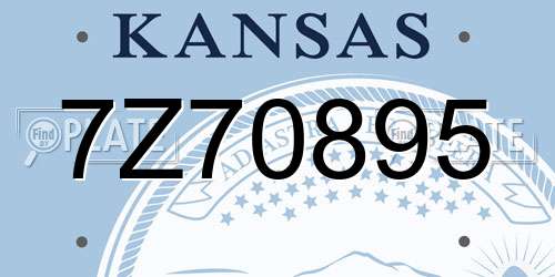 7Z70895 Kansas License Plate