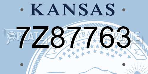 7Z87763 Kansas License Plate